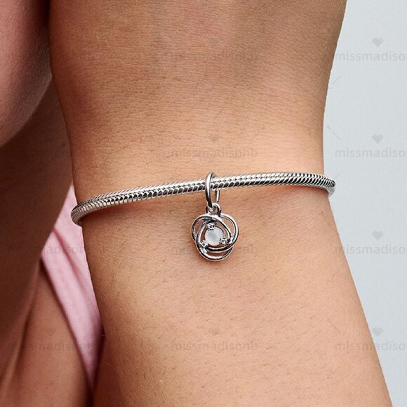 Pandora White Eternity Circle Dangle Charm - Picture 4 of 6